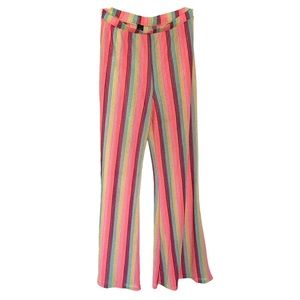 🤑 5/$25 Gibiu USA Multi Color Striped Wide Leg Beach Swimsuit Coverup Pants